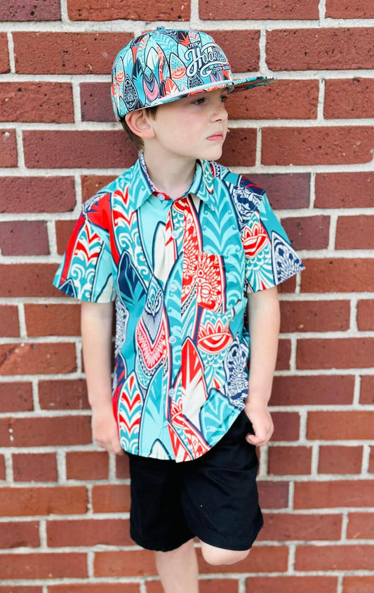 Surfs Up Button Up YOUTH