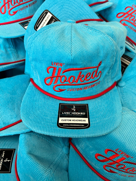 ROPE HAT: Corduroy Blue/Red LIVIN HOOKED