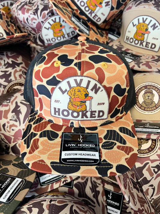 TRUCKER HAT: ORANGE CAMO “Ritz” Patch