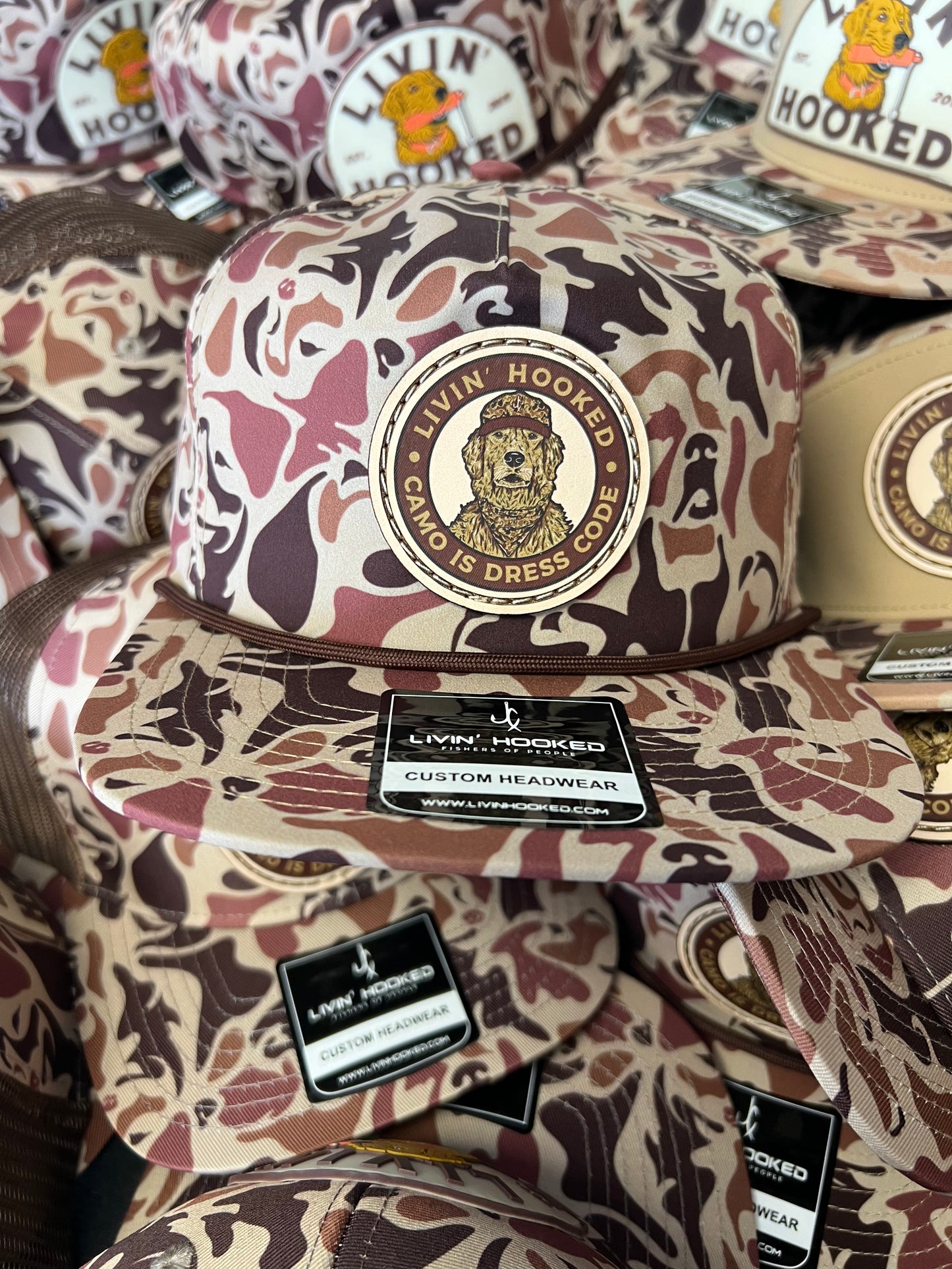 ROPE HAT: Dog Camo “Ritz” leather